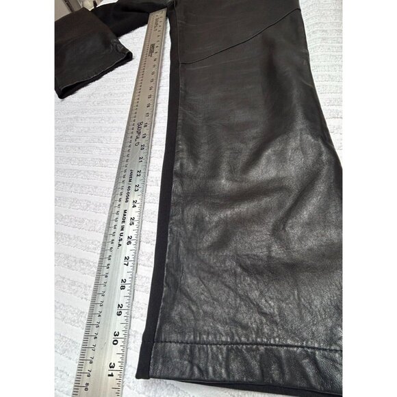 New Escalade Paris Womens High Rise Black Leather/Fabric Pants XL Elastic Waist - Picture 9 of 10